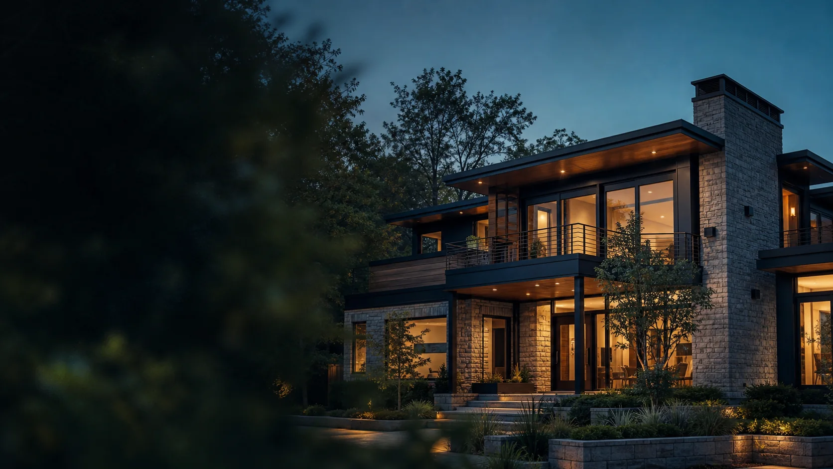 Contemporary residential property at blue hour